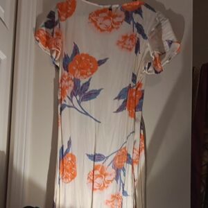Billabong Cream Maxi Dress with Orange and Blue Floral Design